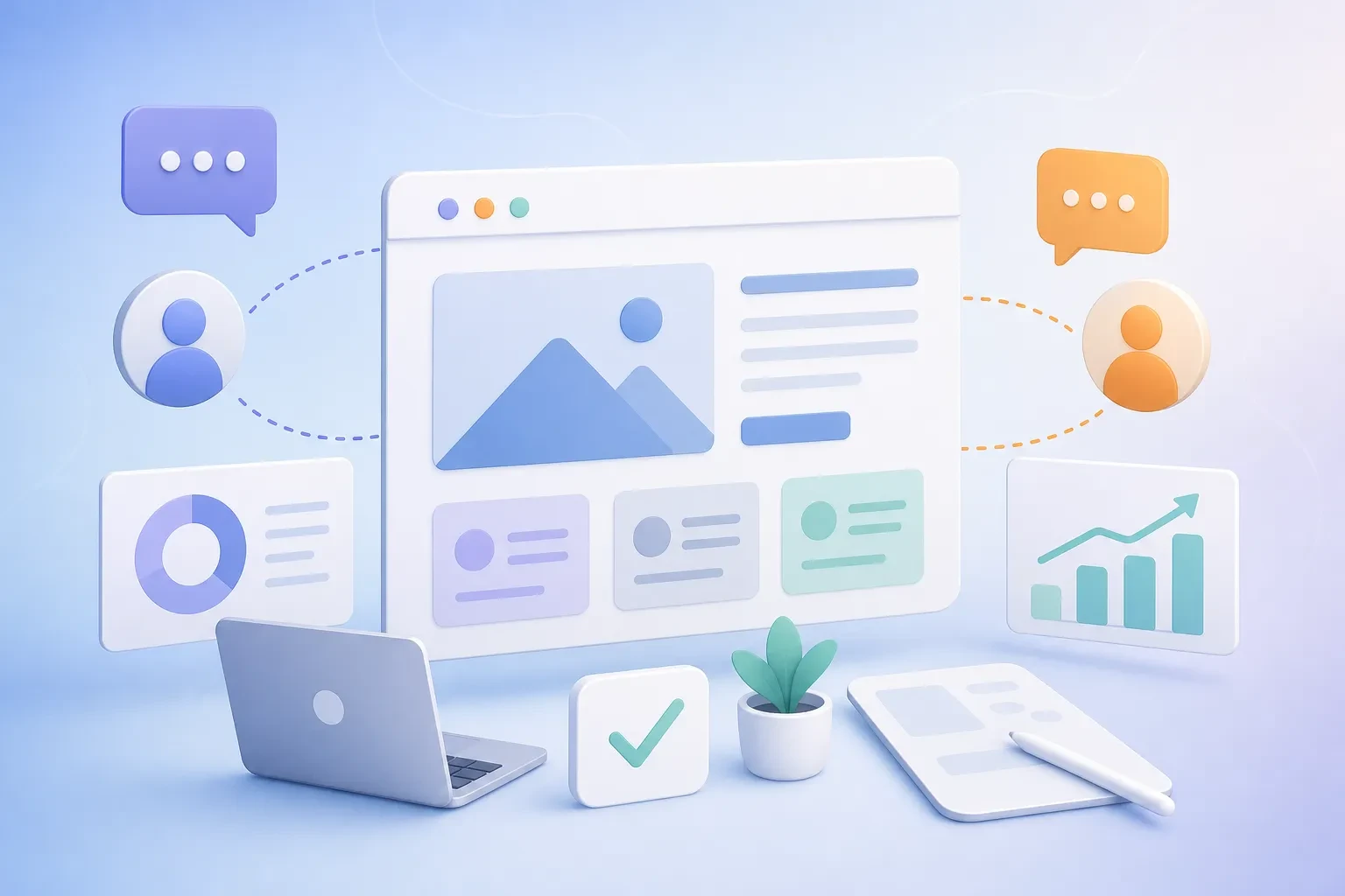 Панель SEO-аналитики сайта с графиком и карточками